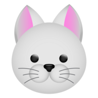 Cute cartoon white cat head png