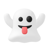 baixo poli desenho animado fantasma com zombando face png