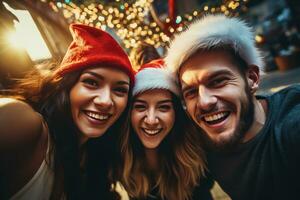 Group of friends celebrating New Year Eve photo