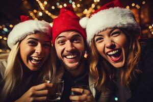 Group of friends celebrating New Year Eve photo