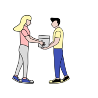 Illustration of a woman giving a gift png