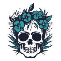 Flower and Skull Silhouette - Generative Ai png