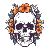 Flower and Skull Silhouette - Generative Ai png