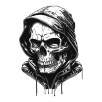 Skull in Hoodie Silhouette - Generative Ai png