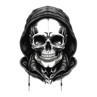 schedel in capuchon silhouet - generatief ai png
