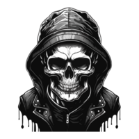 Skull in Hoodie Silhouette - Generative Ai png