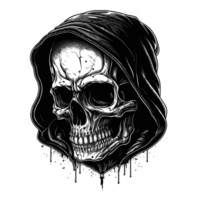 Skull in Hoodie Silhouette - Generative Ai png