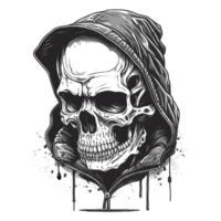 Skull in Hoodie Silhouette - Generative Ai png