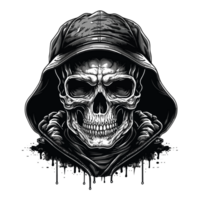 Skull in Hoodie Silhouette - Generative Ai png