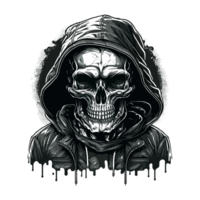 Skull in Hoodie Silhouette - Generative Ai png