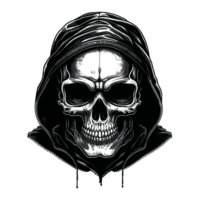 Skull in Hoodie Silhouette - Generative Ai png