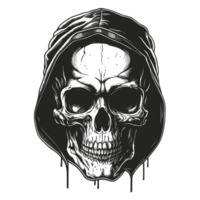 Skull in Hoodie Silhouette - Generative Ai png