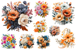 une collection de fleur - génératif ai png