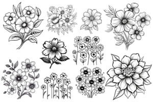 A Collection Of Flower - Generative Ai png