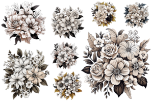 A Collection Of Flower - Generative Ai png