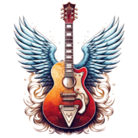 guitarra y alas - generativo ai png