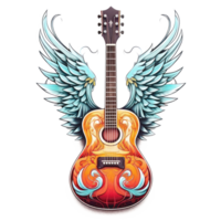 guitare et ailes - génératif ai png