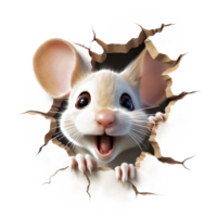 Beautiful Mouse Peeking Out From Broken Wall - Generative Wall png