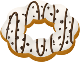 white chocolate pon de ring with Oreo and chocolate sauce , mochi donut png