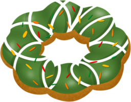 matcha donut, pon de ring donut, matcha smaak, hagelslag en wit chocola, mochi donut png