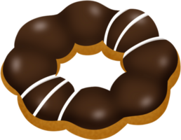 chocolate donut, chocolate pon de ring with white chocolate, mochi donut, chocolate flavour png