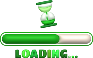 Loading bar and hourglass progress visualization Loading status collection Web design elements. 3d illustration. png