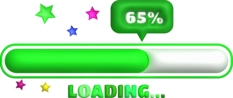 Loading bar and progress visualization 65 percent Loading Status Collection Web design elements. 3d illustration. png