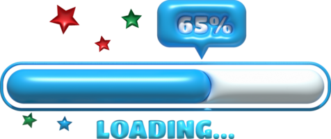 Loading bar and progress visualization 65 percent Loading Status Collection Web design elements. 3d illustration. png