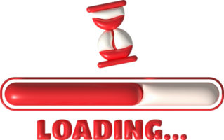 Loading bar and hourglass progress visualization Loading status collection Web design elements. 3d illustration. png