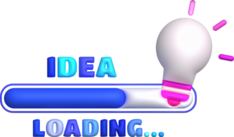 Loading bar and progress visualization of light bulb symbol concept. Loading status collection Web design elements. 3d illustration. png