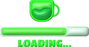 Loading bar and progress visualization in the form of coffee mugs. Loading status collection Web design elements. 3d illustration. png