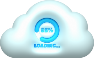 Loading bar and cloud progress visualization Loading status collection Web design elements. 3d illustration. png