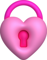 3d diseño de corazón conformado llave datos bloquear seguro cifrado intimidad concepto. png