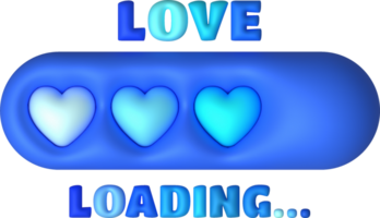 Loading bar and heart-shaped progress visualization Loading status collection Web design elements. 3d illustration. png