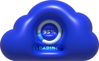 Loading bar and cloud progress visualization Loading status collection Web design elements. 3d illustration. png