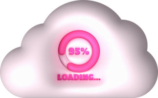 Loading bar and cloud progress visualization Loading status collection Web design elements. 3d illustration. png