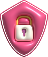 3d ontwerp van hangsloten en beschermend schilden. gegevens slot beveiligen encryptie privacy concept. png