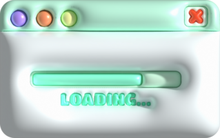 Loading bar and pop-up progress visualization Loading status collection Web design elements. 3d illustration. png