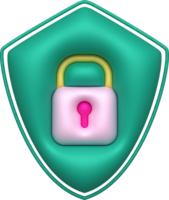 3D design of padlocks and protective shields. Data lock secure encryption privacy concept. png