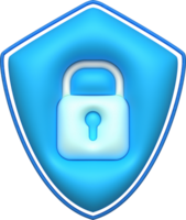 3d ontwerp van hangsloten en beschermend schilden. gegevens slot beveiligen encryptie privacy concept. png