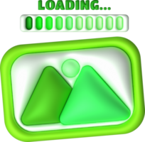 Loading bar and progress visualization of photos. Loading status collection Web design elements. 3d illustration. png