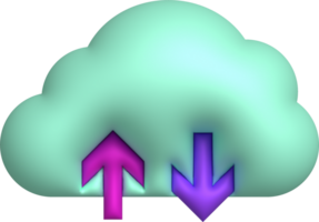 3d illustration icon upload data cloud system data loading symbol. png