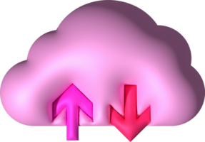 3d illustration icon upload data cloud system data loading symbol. png