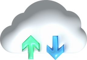 3d ilustración icono subir datos nube sistema datos cargando símbolo. png