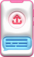 3d illustration icon mobile data upload data loading symbol. png