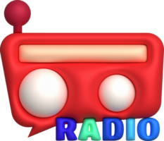 3D illustration vintage radio receiver. png