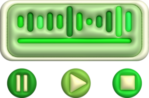 3D illustration Dynamic sound wave, radio frequency modulation, music play button, music pause button. png