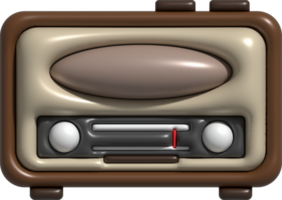 3D illustration vintage radio receiver. png