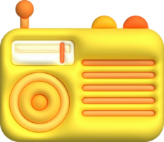 3D illustration vintage radio receiver. png