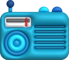 3D illustration vintage radio receiver. png